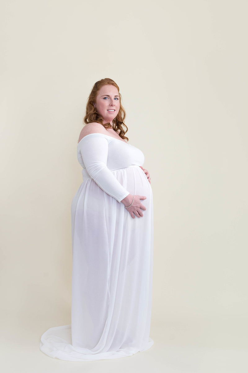 Plus size white store maternity maxi dress